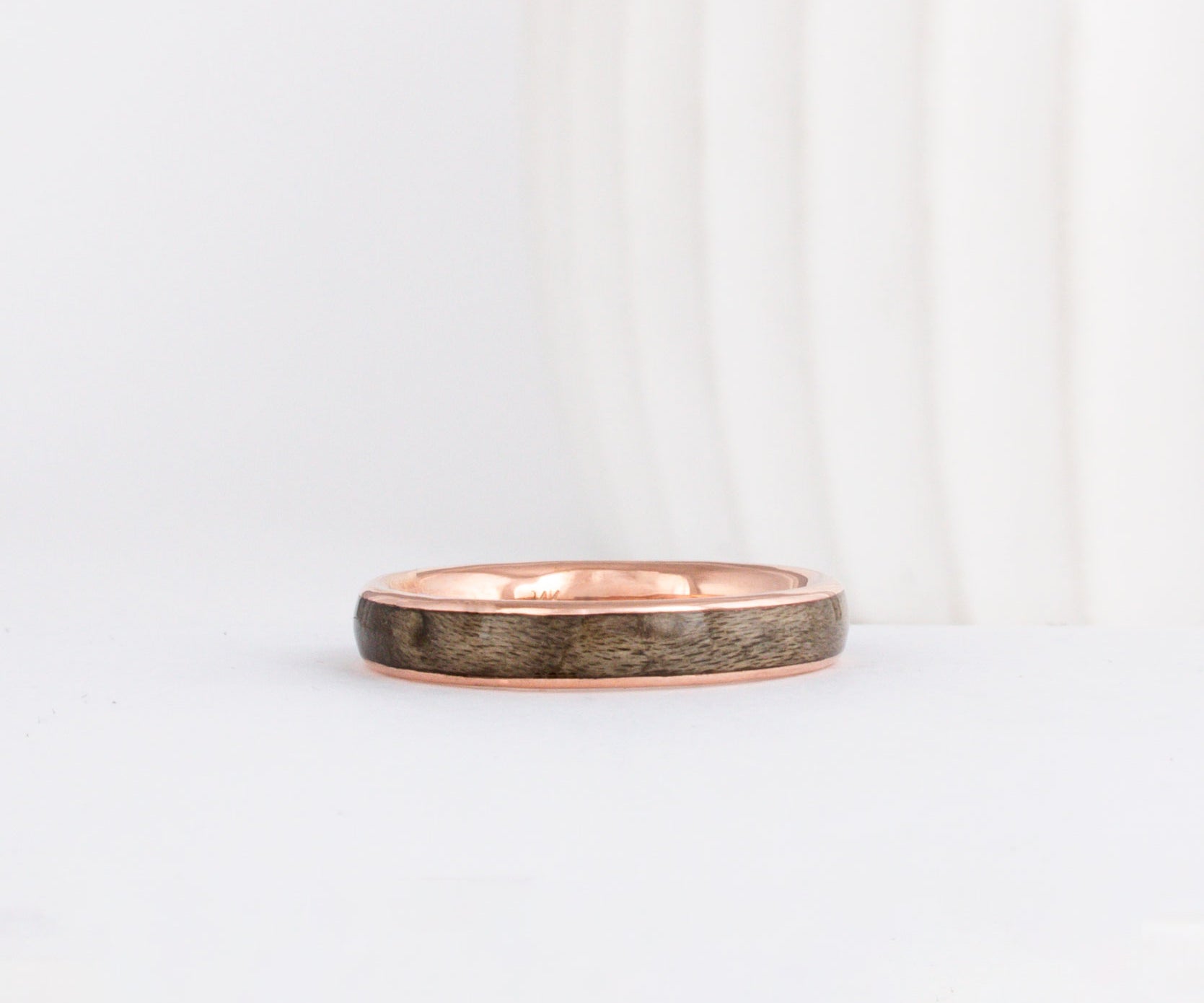 wood wedding ring with grey maple in slim band