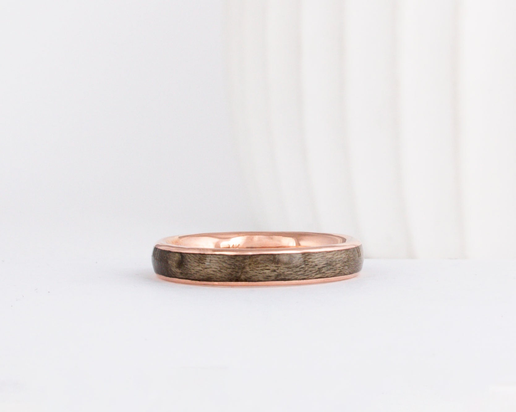 wood wedding ring with grey maple in slim band