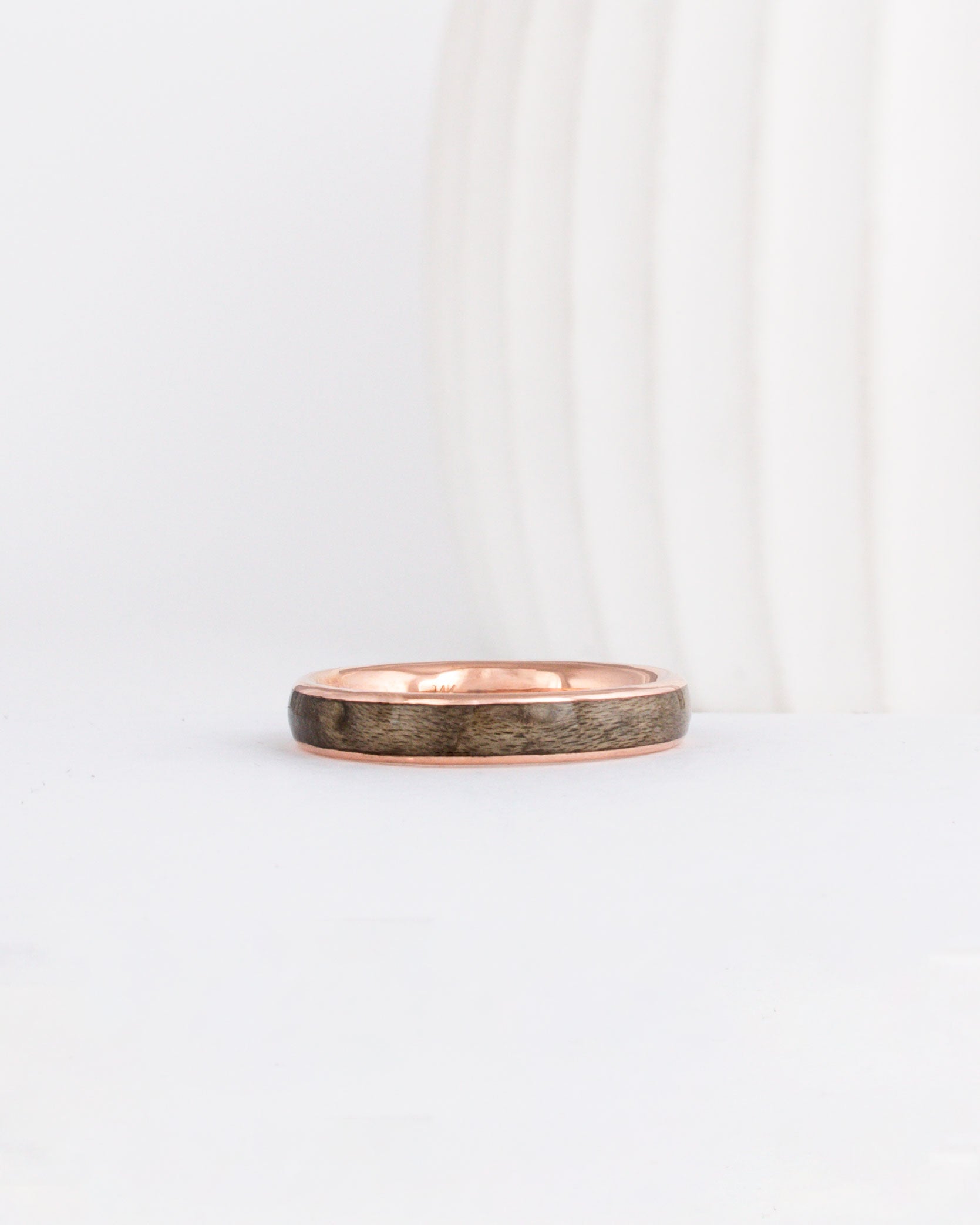 wood wedding ring with grey maple in slim band