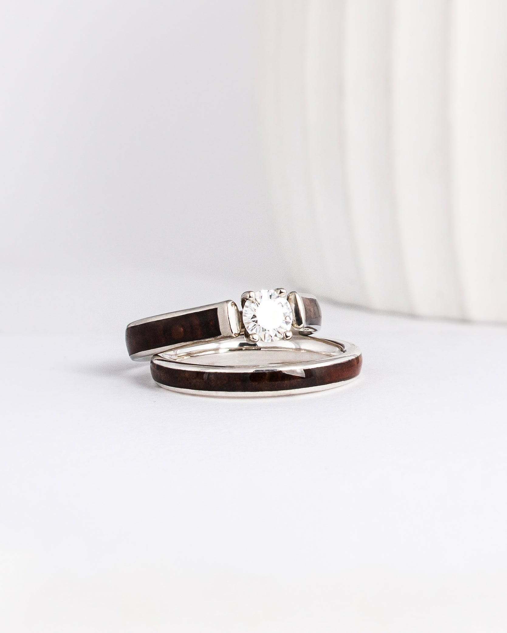 Platinum and wood clearance ring