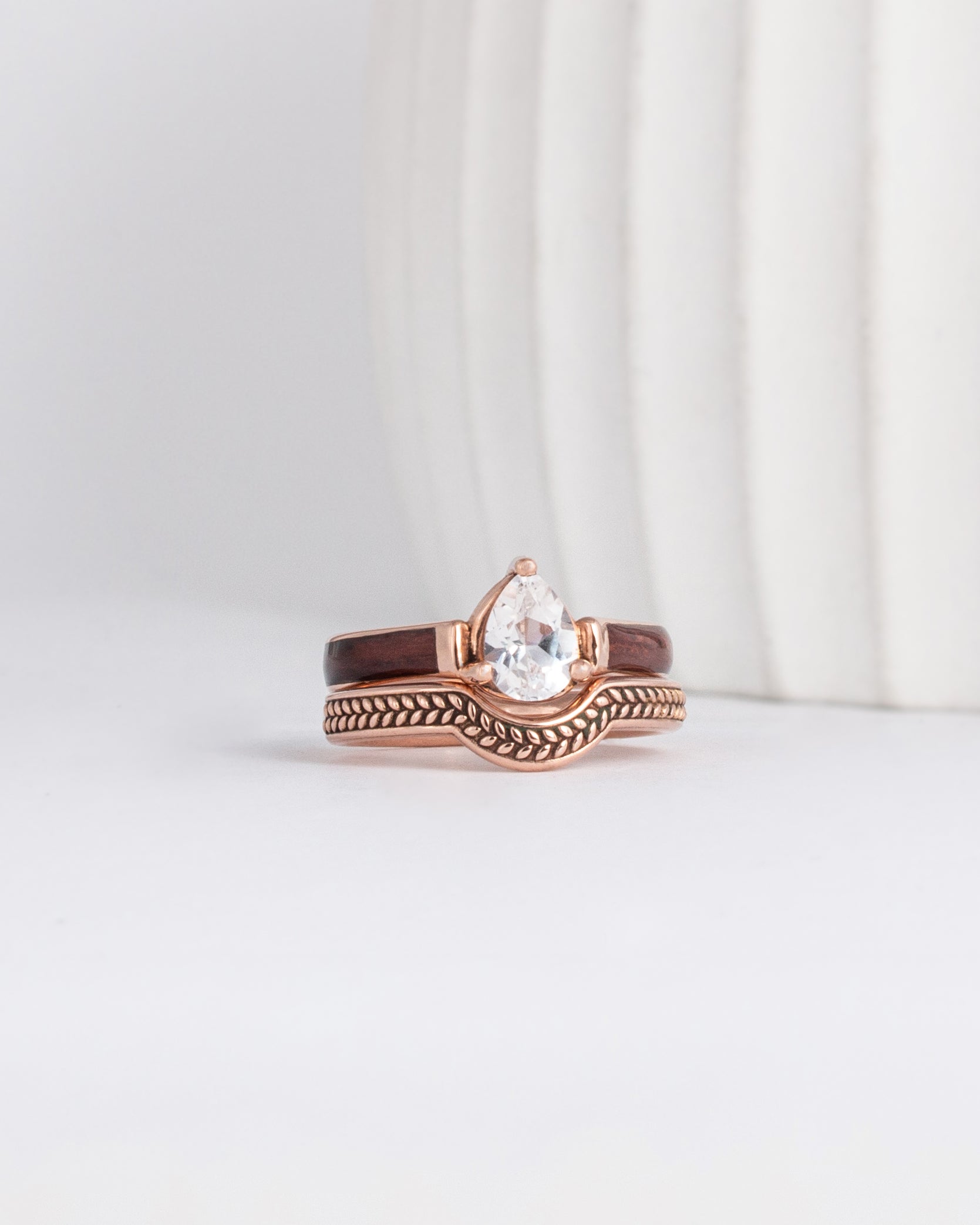 Diamond ring with Indian rosewood base and rose gold inlay by Wooden Ring  Store